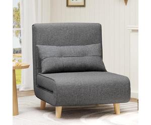 Bealife Fauteuil Convertible 1 Place, Fauteuil-lit chauffeuse 3 en 1, Chauffeuse Canapé-lit avec Dossier réglable 5 Positions, pour Salon, Chambre, Bureau, Gris Foncé