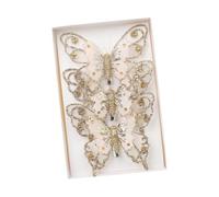 BEALIFE Figurines décoratives pour enfants, 3 pièces, Moments joyeux, nouvel an, famille, ravissant les jeunes et les vieux, décor papillon de noël, or, 11.5 x 2 x 10 cm