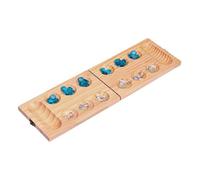 BEALIFE Jeu de Mancala portable en bois avec 48 pions multicolores. Jeu de stratégie idéal pour les voyages, favorisant les interactions sociales et l'esprit sportif. Comprend un plateau en bois et 48