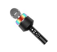 BEALIFE Microphone sans Fil Haut-Parleur réverbération Suppression de Bruit Lecteur KTV avec lumières LED Micro Fournitures de fête pour l'enregistrement, Le Noir