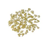 BEALIFE Patchs à ongles de noël paillettes dorées paillettes 3D faisant artisanat Punk flocons métalliques décalcomanies décoration de fête de mariage, Noël