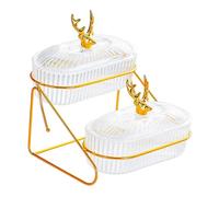 BEALIFE Plateau de Fruits secs Multi-Usage avec Couvercle, Plateau d'apéritif pour collation, apéritif, Noix, 3 Couches Transparentes, Clair, 2 Couches