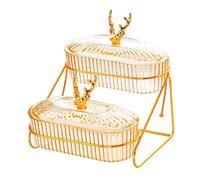 BEALIFE Plateau de Fruits secs Multi-Usage avec Couvercle, Plateau d'apéritif pour collation, apéritif, Noix, 3 Couches Transparentes, Ambre, 2 Couches