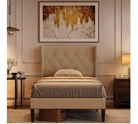 Bealife Structure de Lit - 90 x 200 cm - Lit Rembourré - Support de Lattes en Bois de Spin - Lit Simple - 20 cm de Rangement -