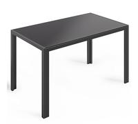 Bealife Table à Manger Noire 130 x 70 x 75 cm - Plateau en Verre Trempé Résistant aux Rayures et à la Chaleur - Structure en Métal - Table de Cuisine Moderne pour Salle à Manger, Salon ou Coin Café