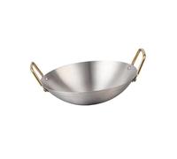 BEALIFE Wok en acier inoxydable, ustensile de cuisine ménager, sauteuse pour ragoût de viande et légumes, 26 cm, Argent, 22 cm