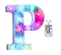 Beality Lettres Lumineuses, Licorne LED 18 Couleurs Changeantes 26 Lettres Lumineuse, Licorne Lumineuses pour Femme Filles Cadeau Anniversaire Noël Chambre à Coucher Fête Décoration (P)