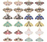 BEAMARKER 1 Boîte 24 Pcs 12 Styles Charm papillon émaillé Charm d‘insectes colorés Alliage de métal or massif Papillons assortis Moustiques Animaux gothiques Pendants pour bijoux Création de boucles d
