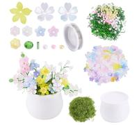 BEAMARKER 1 Boîte 653Pcs Kit de perles de fleurs pour plantes Verre Pour l‘éternité Perles de verre pour plantes Perles de fleurs acryliques colorées par la nature Capes de charms avec fil de mousse a