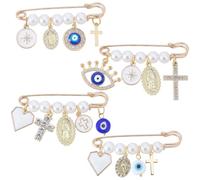 BEAMARKER 1 boîte de 4 épingles à Linge Décoratives en Alliage Métallique Strass Émail Bleu Œil du Diable Porte Bonheur pour Robe Pantalon Taille Col