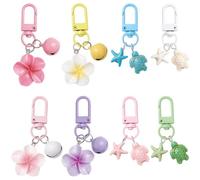 BEAMARKER 1 boîte de 8 porte Clés Breloques en Forme de Fleur Tortue Étoile de Mer Animaux Marins et Océaniques Colorés Fermoirs Pivotants en Alliage pour Clés de Voiture Sacs à Main et Accessoires de
