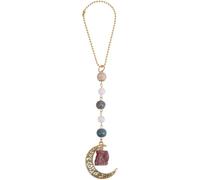 BEAMARKER 1 Boîte Lune Miroir arrière Charm Voiture en cristal Boho Charm Boucles de céramique rondes en alliage d‘or Pendentif de lune creuse Accessoires pour voitures à balancier Décoration intérieu