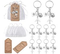 BEAMARKER 10 ensemble de Porte Clés Avion Comprenant des Porte Clés de Voyage des Étiquettes de Remerciement et des Sachets en Organza Parfaits Comme Cadeaux Souvenirs pour les Invités Lors D'Un Maria