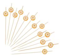 BEAMARKER 100 Pique à Cocktail en Bambou Orange Brochettes de 12cm de Long Jolis Dents pour Fruits Accessoires de Charcuterie Garniture de Boissons pour Apéritifs Gâteaux Desserts Barbecues en Cas S