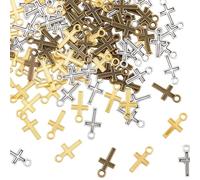 BEAMARKER 100Pcs Pendants mini-croix Pendants de croix vintage Liens de croix Charms de croix pour la fête de Pâques Bijoux Mubarak Fabrication de bracelets Colliers Boucles d‘oreilles pendentifs Pend