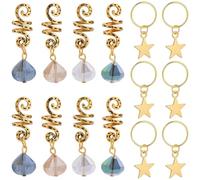 BEAMARKER 18 Pièces 5 Styles Accessoires de Cheveux Étoiles Tresses Anneaux de Perles Dorées Tresses Acrylique Alliage Esthétique Serpent Forme Perles Anneaux Pendentif pour Cheveux Afro Tresses Tress
