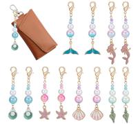 BEAMARKER 18 Pièces 6 Styles Clip On Shell Charm Océan Porte-clés Sac Couleur Sirène Conque Étoile de mer Animaux Marins Été Alliage Homard Fermoir Pendentif Porte-clés Voiture Porte-clés Portefeuille
