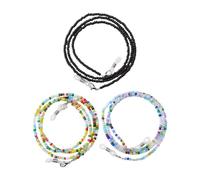 BEAMARKER 3 chaîne de Lunettes en Perles de Verre Bicolores Cordon de Lunettes de Lecture Cordon de Lunettes de Soleil Support de Retenue Autour du Cou avec Extrémités en Caoutchouc pour Femmes