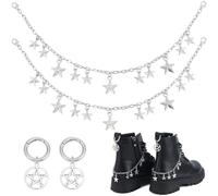 BEAMARKER 4 pièce 2 styles Breloques de Chaussures en Forme D'Étoile Chaînes Torsadées en Laiton et Pendentifs en Alliage Décorations de Chaussures Détachables Accessoires de Lacets pour Bottes Bricol