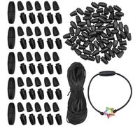 BEAMARKER 40 Ensembles de Boucles de Lanyard Split Noir 24mm Perles en Plastique Seau Connecteur Fermeture Boucle de Sécurité Sangle 32 Mètres 2mm Lanyard Fil pour Collier Bracelet Bijoux Bricolage Ar