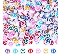 BEAMARKER 500 pièce de Perles en Acrylique Signe de Paix Perles D'Espacement Plates et Rondes Blanches Breloques Esthétiques et Mignonnes Fournitures de Fabrication de Bijoux pour Bracelets Colliers B