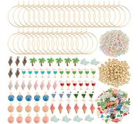 BEAMARKER 835Pcs 60 ensembles Kit de charme de vin d‘été Marqueurs de boisson luminescents Etiquettes Identifiant Billes en lettres lumineuses Émail en alliage de coquillages de mer Charme en verre de