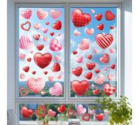 BEAMARKER 9 feuille 168 autocollants pour Fenêtre de Saint Valentin Double Face Colorés en Forme de Cœur Disponibles en 4 tailles Amovibles et Réutilisables pour Fenêtre Porte Bureau Maison Cuisine Ma