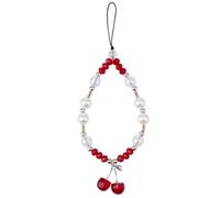 BEAMARKER Breloque pour Téléphone Portable Dragonne Universelle en Perles Joli Bracelet Chaîne Perlée Pendentifs en Forme de Cerise Décoration pour Étui Sac à Main Portefeuille Sac à Dos