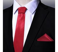 BEAMARKER Ensemble Cravate et Mouchoir de Poche pour Homme Couleur Unie Rouge Classique Satin Uni Couleur Pure de Qualité Supérieure pour Mariage Bureau Réunion Banquet