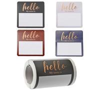 BEAMARKER Étiquette de Nom Autocollants 100 Pcs Bonjour Mon Nom est 2.5 x 2.5 Pouces Feuille d'or Perforée Étiquette Imperméable Écrire Rouleau Noir Bleu Rouge Gris pour Bureau École Réunion