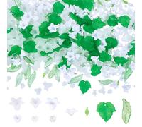 BEAMARKER Kit de 500 Perles Acryliques Assorties Vertes Fleurs et Feuilles Breloques Capuchons Pendentifs Plantes pour Création Bijoux DIY Bracelets Colliers Boucles d’Oreilles Femmes Artisanat