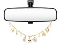 BEAMARKER Océan Voiture Pendentif Or Rétroviseur Pendentif avec Étoile de mer Perle Coquille Pendentif Bohème Été Pendentif Voiture Intérieur Accessoires Rétroviseur Fenêtre Balcon Décoration