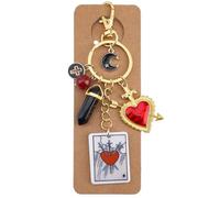 BEAMARKER Porte-clés Tarot Porte-clés Tarot Porte-clés en cristal avec cœur, croix, lune et décorations profondément symboliques Porte-clés de style mystique pour la Saint-Valentin, Halloween, Noël, a