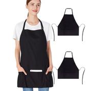 BEAMARKER Tablier à Bavette Réglable avec Longues Attaches pour Femmes et Hommes Tablier de Chef Doux et Respirant avec 3 poche Cuisine Pâtisserie Restaurants Serveurs Nettoyage Réparations à Domicile
