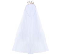BEAMARKER Voile de Mariée Blanc en Maille de Gaze avec Alliage Or Rose Bandeaux pour Cheveux de Mariée pour Femmes Cérémonie de Mariage Fête Prénuptiale Fiançailles Enterrement de Vie de ne Fille Déco
