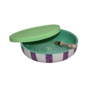 Beamel Home Assiette à râpe en céramique fabriquée à la main Design décoratif Ustensile de cuisine Art fonctionnel Vaisselle artisanale (émeraude, G. Couvercle vert)