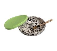 Beamel Home Assiette à râpe en céramique fabriquée à la main Design décoratif Ustensile de cuisine Art fonctionnel Vaisselle artisanale (Galaxie, G. Couvercle vert)