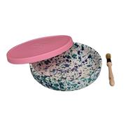 BEAMEL HOME Assiette râpe en céramique fabriquée à la main Design décoratif Ustensile de cuisine Art fonctionnel Vaisselle artisanale (corail, G. Couvercle rose)