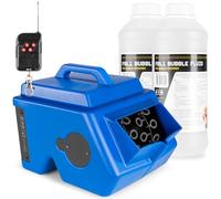 BeamZ B1500 Pack Machine à Bulles avec 2L de Liquide, Double Roue, Réservoir 2L, Télécommande Incluse, Idéal pour Fêtes, Mariages et Animations Enfants