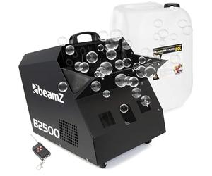 Beamz B2500 - Machine à Bulles + 20L de Liquide, Double Ventilateur, 100W, Télécommande sans Fil, Poignée de Transport, Débit Puissant, Idéal pour Tout Type Évènement