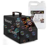 BeamZ B300 Pack Machine à Bulles Enfant/Mariage/Anniversaire avec 5L de Liquide - Double Roue, Facile à Transporter