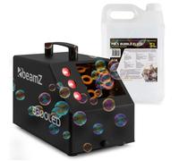 BeamZ B300LED Pack Machine à Bulles Enfant/Mariage/Soirée avec 5L de Liquide - LEDs RGB, Double Roue