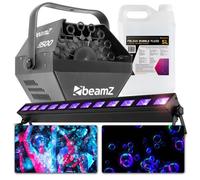 BeamZ B500 Machine à bulles - 30 tours/min avec grande roue, 5L de liquide UV, Barre LED UV