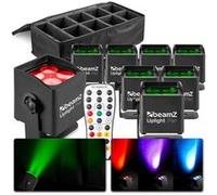 BeamZ BBP44 Lot de 8 Projecteurs sur Batterie Compact RGBW IP65 avec Sac - 16 Watts, Étanche, Autonomie 25H, Idéal pour Éclairage de Salle, Mariage, Jardin, Architecture, Hôtel, Restaurant