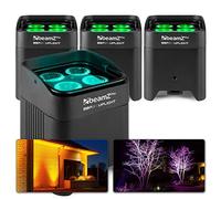 BeamZ BBP54 - Lot de 4 Projecteurs PAR Uplight sur Batterie IP65 RGBAW-UV WDMX - 48 Watts, 15 Heures d'Autonomie, Idéal pour Éclairage de Salle, Mariage, Jardin, Architecture