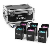 BBP62 Pack de 6 Projecteurs PAR Uplight sur Batterie Longue Durée avec Flightcase - 6x LEDs 12W RGBWA-UV