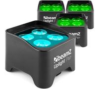 BeamZ BBP90 4x Projecteurs d’Ambiance Batterie 4x4W RGB-UV Noir | Éclairage Nomade pour Mariages et Décors, Effets RGB-UV Dynamiques, Autonomie 20H, Câble DMX Inclus, Modes Auto Faciles