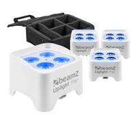 BeamZ BBP90-4x Projecteurs d’Ambiance sur Batterie - Blanc, 4 x 4 Watts RGB-UV, Sac de Transport, Autonomie 20H, Câble DMX Inclus, Modes Automatiques, Idéal pour les Mariages, Architectures...