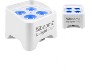 BeamZ BBP90W - 2x Projecteurs d’Ambiance sur Batterie - Blanc, 4 x 4 Watts RGB-UV, Autonomie 20H, Câble DMX Inclus, Modes Automatiques, Idéal pour les Mariages, Architectures...