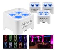 BeamZ BBP90W 4x Projecteurs d’Ambiance Batterie 4x4W RGB-UV Blanc